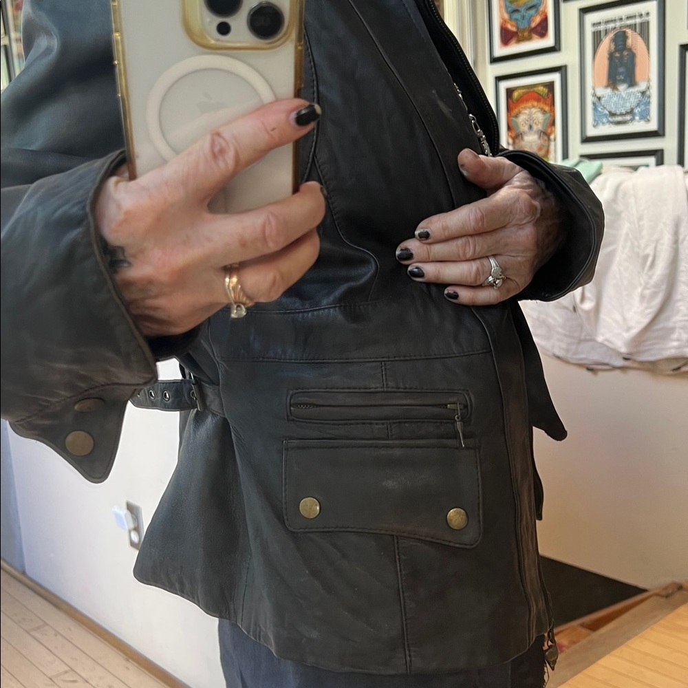 Vintage Lamb Leather Bomber Jacket Anorak Large-XL - Picture 15 of 16
